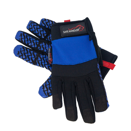 SAFE HANDLER Super Grip Gloves, Blue/Black, Small/Medium, PR BLSH-MSRG-14-SM1B